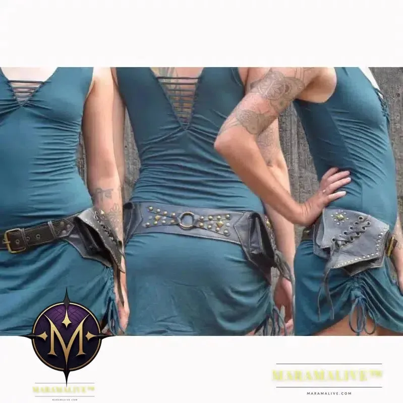 Medieval Steampunk Utility Belt Leather Hip Bag Bohemian Hippy Gypsy Festival Fanny Pack Tribal Pocket Hiking Mobile Phone Pouch