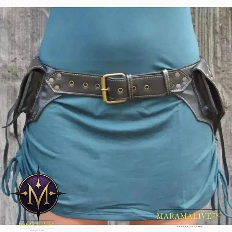Medieval Steampunk Utility Belt Leather Hip Bag Bohemian Hippy Gypsy Festival Fanny Pack Tribal Pocket Hiking Mobile Phone Pouch