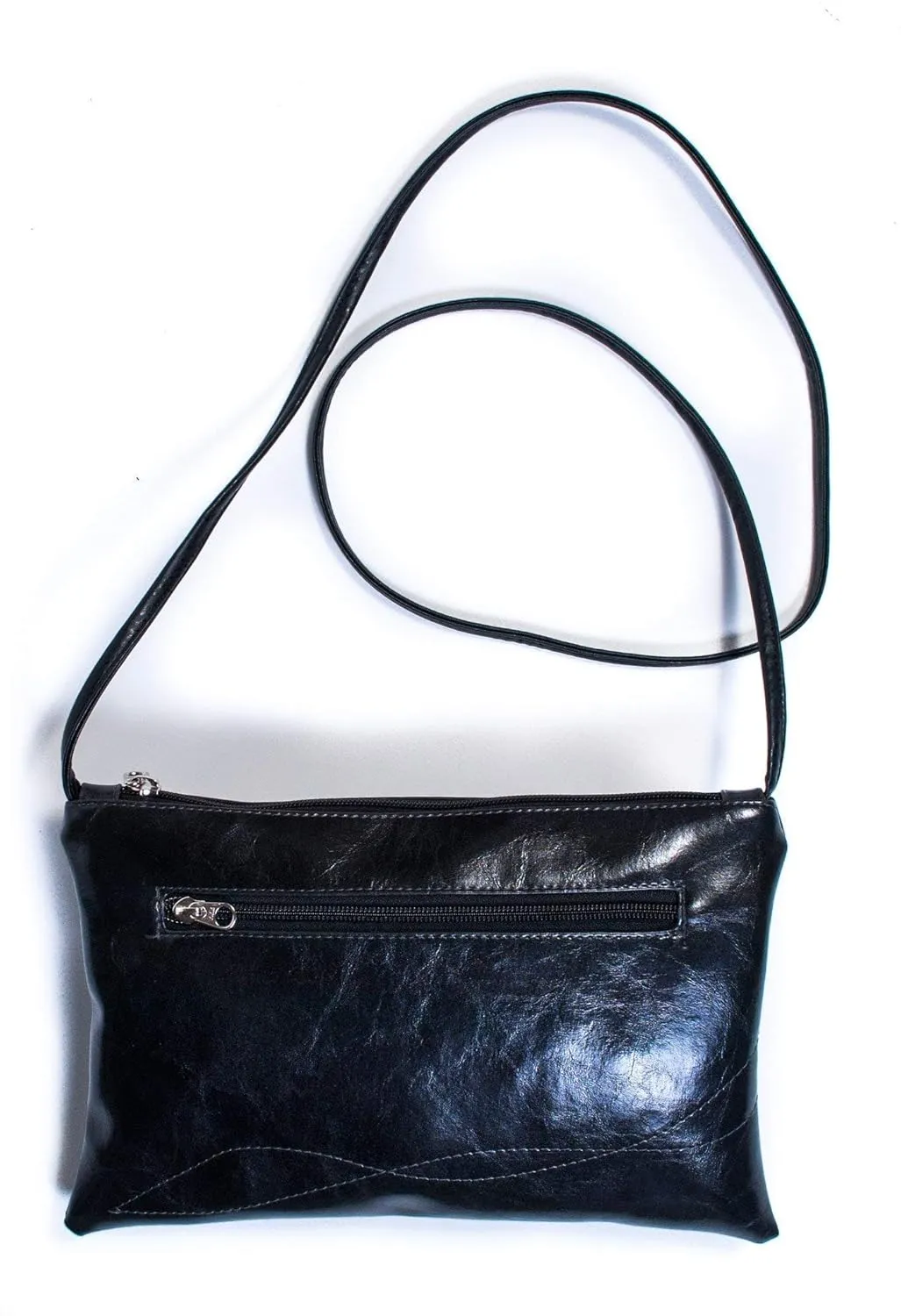 Medium Crossbody Bag for Everyday and travel - vegan and water resistant and washable (Black)