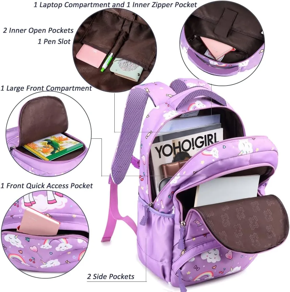 Meisohua Girls School Backpack Set Unicorn Backpack Lightweight Kids School Bookbag Girls Casual Daypack