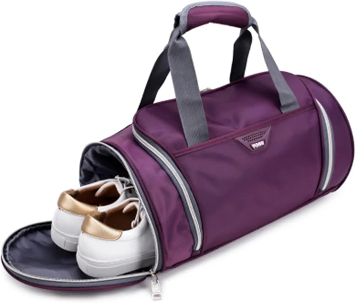 Men's and women's professional waterproof large sports with pockets outdoor fitness training bag travel yoga handbag (Purple)
