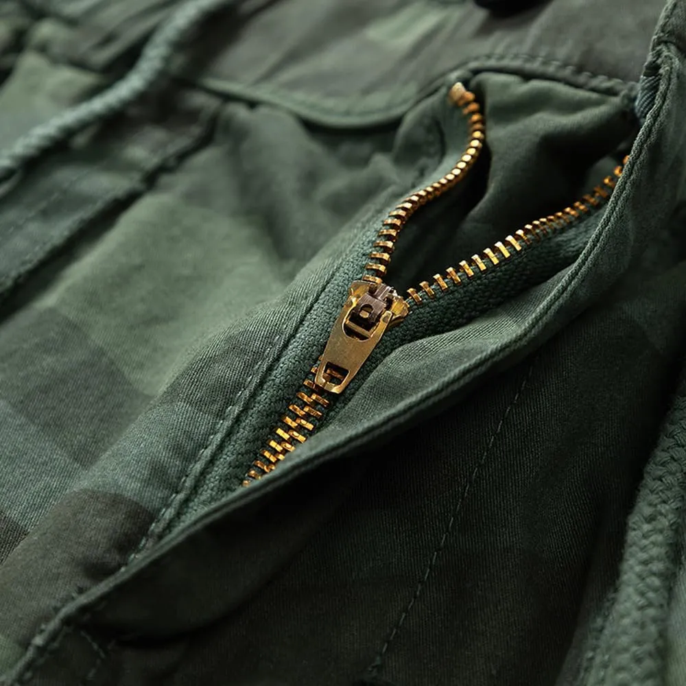 Men's Camouflage Tactical Cargo Shorts Summer Large Pockets Drawstring Cotton Hiking Shorts