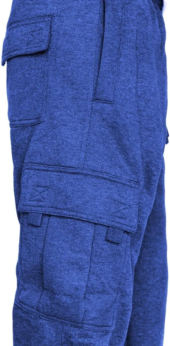 Men's Cargo Sweatpants Casual Fleece Joggers Loose Fit Open Bottom Athletic Pants for Men with Pockets