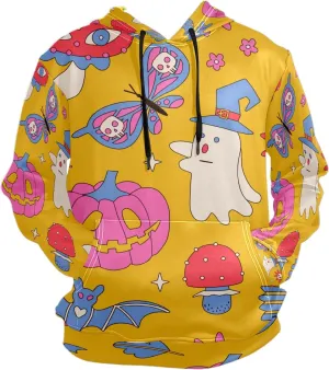 Men's Casual Hoodie with Front Pocket Adjustable Drawstring Hood Soft and Comfortable Stylish and Warm Plant Pattern