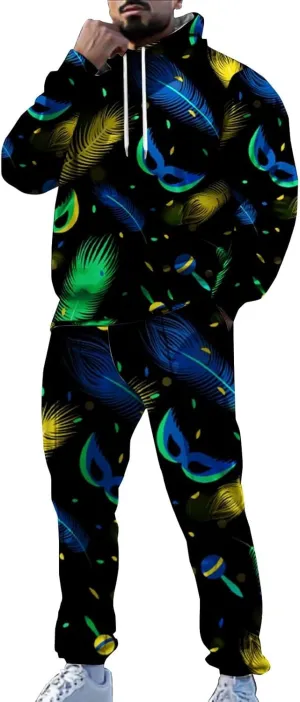 Men's Festival Carnival Set Casual 3D Printed Long Sleeve Hooded Sweatshirts Sweatpants Outdoor Active Party Clothes
