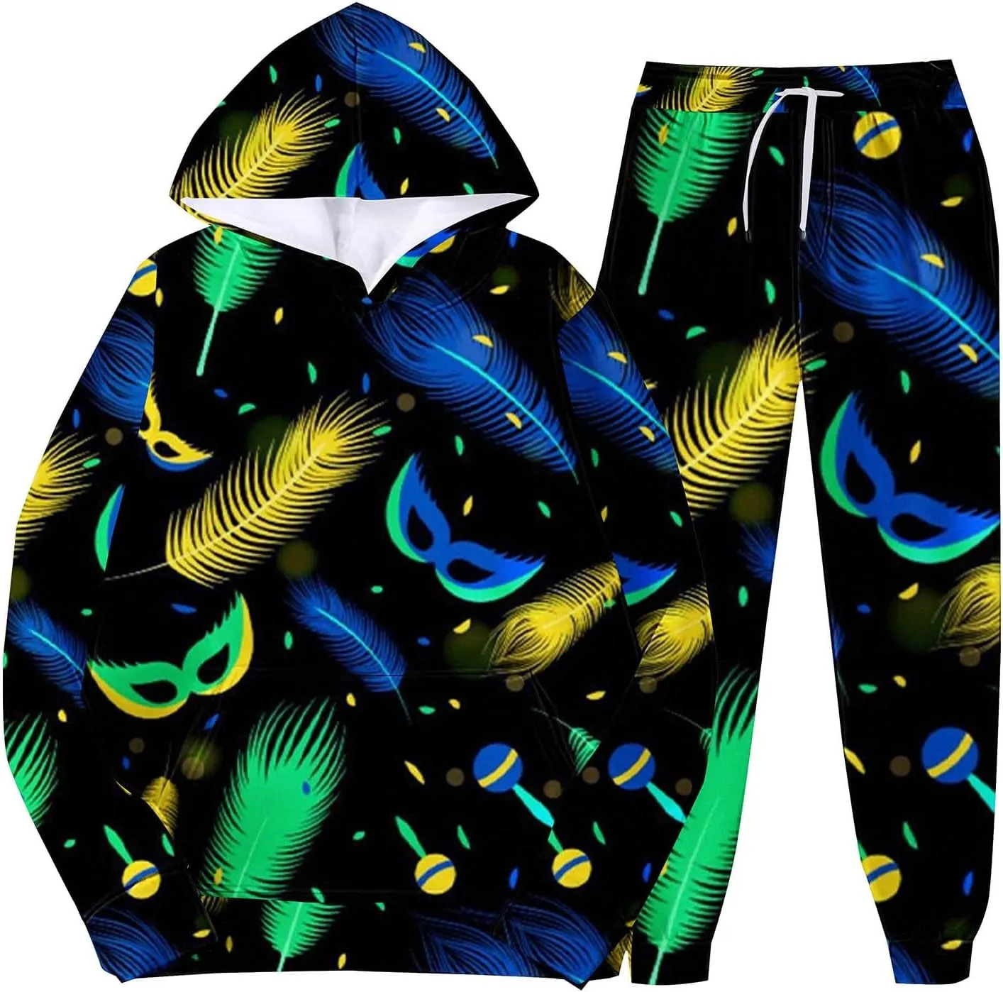 Men's Festival Carnival Set Casual 3D Printed Long Sleeve Hooded Sweatshirts Sweatpants Outdoor Active Party Clothes