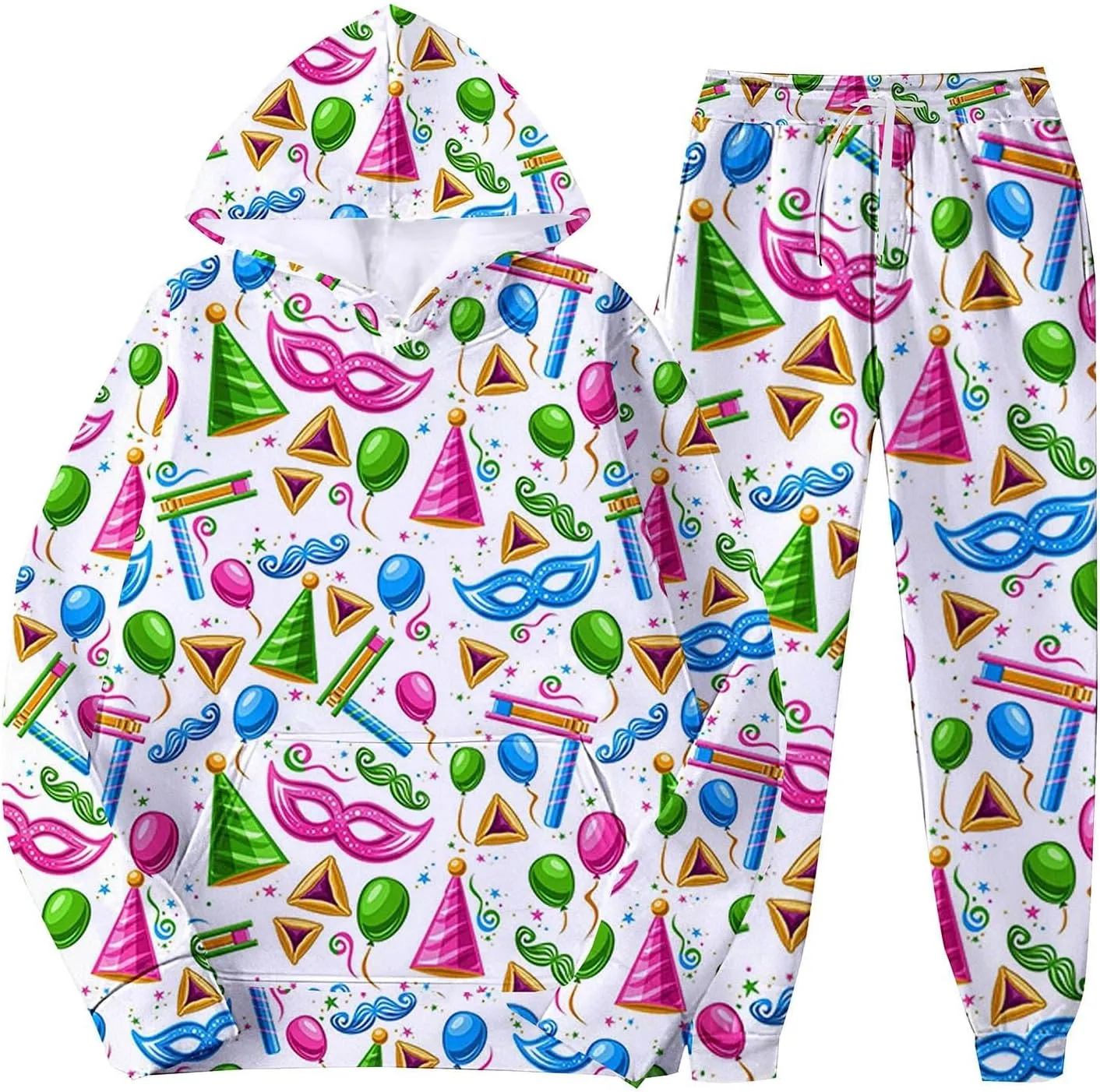 Men's Festival Carnival Set Casual 3D Printed Long Sleeve Hooded Sweatshirts Sweatpants Outdoor Active Party Clothes