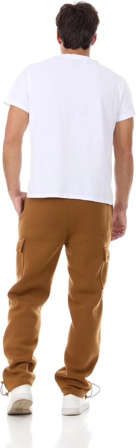 Men's Fleece Cargo Pants- Heavy Fleece Sweatpants with Cargo Pockets
