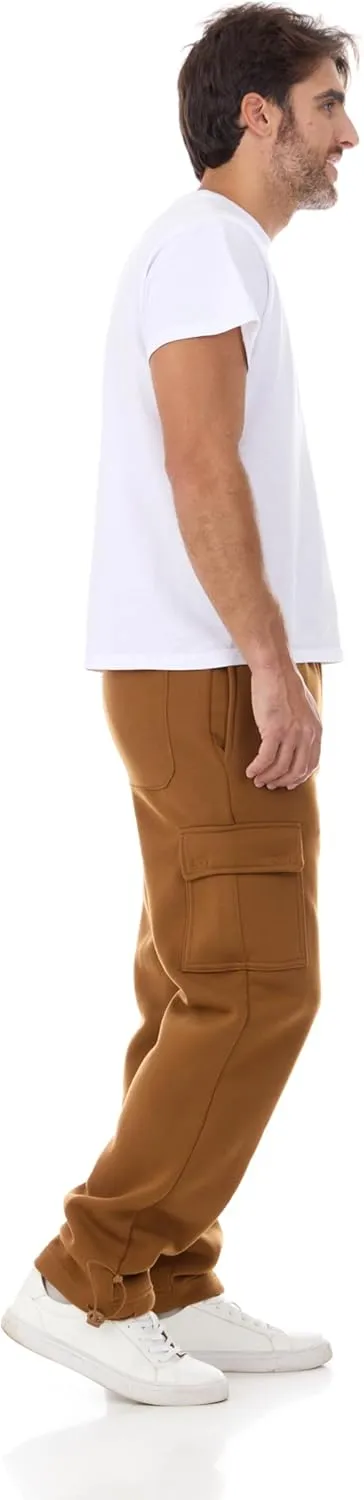 Men's Fleece Cargo Pants- Heavy Fleece Sweatpants with Cargo Pockets
