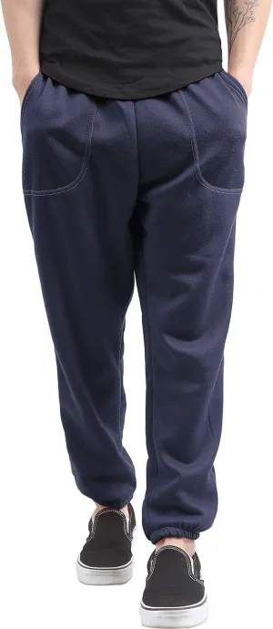 Mens Fleece Sweatpants Lightweight Elastic Jogger Loss Fit Drawstring Pants