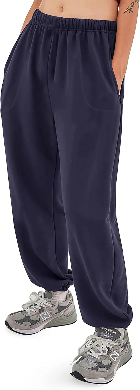 Mens Fleece Sweatpants Lightweight Elastic Jogger Loss Fit Drawstring Pants