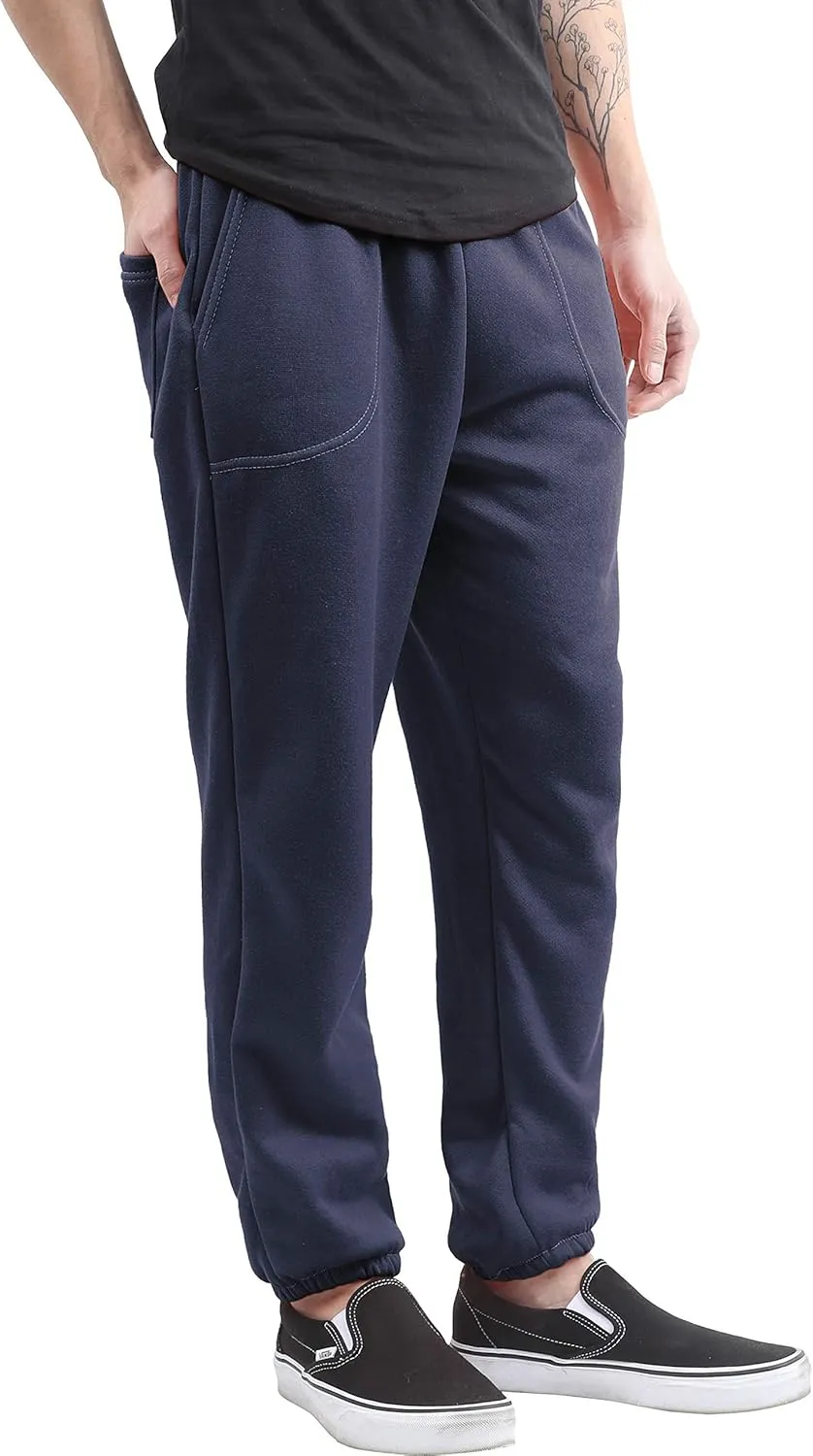 Mens Fleece Sweatpants Lightweight Elastic Jogger Loss Fit Drawstring Pants