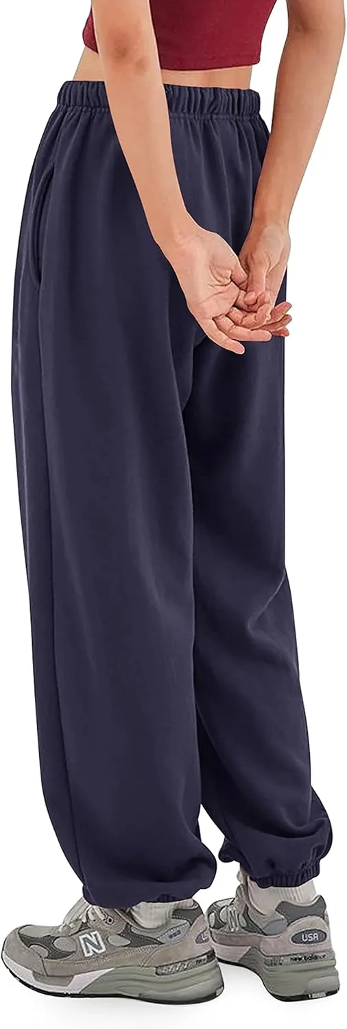 Mens Fleece Sweatpants Lightweight Elastic Jogger Loss Fit Drawstring Pants