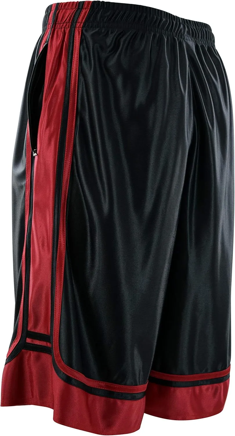 Mens Gym Training Basketball Shorts with Zippered Pockets