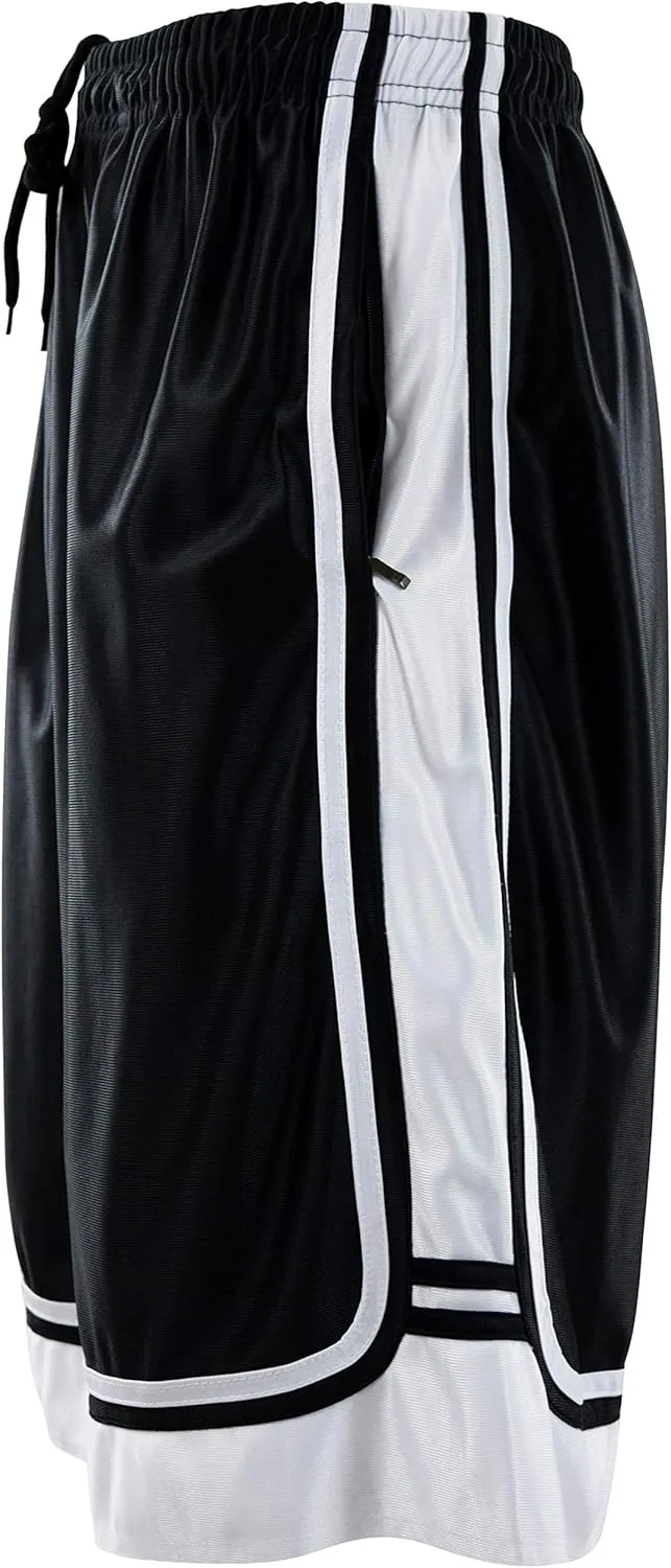 Mens Gym Training Basketball Shorts with Zippered Pockets