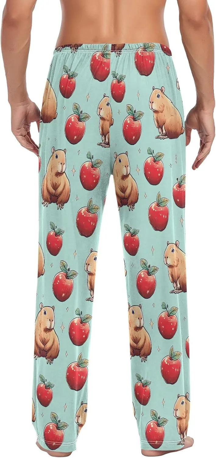 Mens Pajama Pants Men's Lounge Pants with Pockets Straight-Fit Men Pajama Bottoms Mens Sleep Pant S-2XL