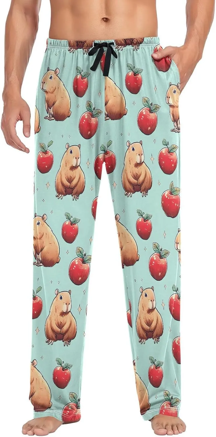 Mens Pajama Pants Men's Lounge Pants with Pockets Straight-Fit Men Pajama Bottoms Mens Sleep Pant S-2XL