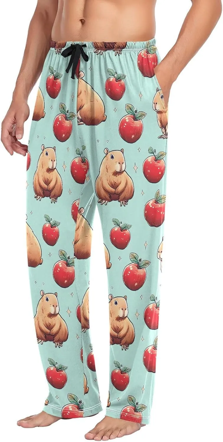 Mens Pajama Pants Men's Lounge Pants with Pockets Straight-Fit Men Pajama Bottoms Mens Sleep Pant S-2XL