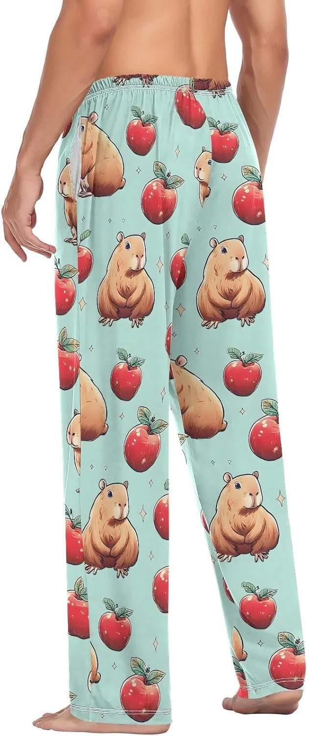 Mens Pajama Pants Men's Lounge Pants with Pockets Straight-Fit Men Pajama Bottoms Mens Sleep Pant S-2XL