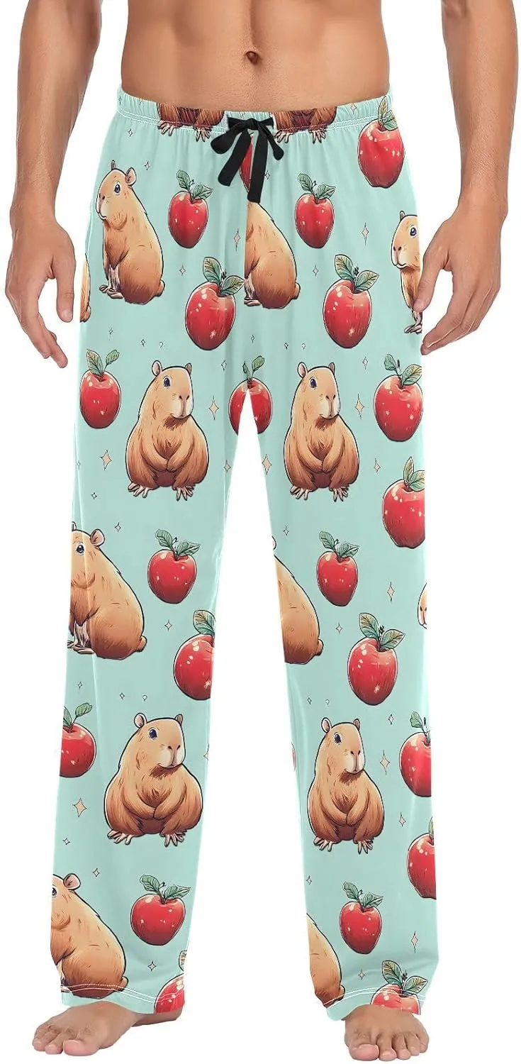 Mens Pajama Pants Men's Lounge Pants with Pockets Straight-Fit Men Pajama Bottoms Mens Sleep Pant S-2XL