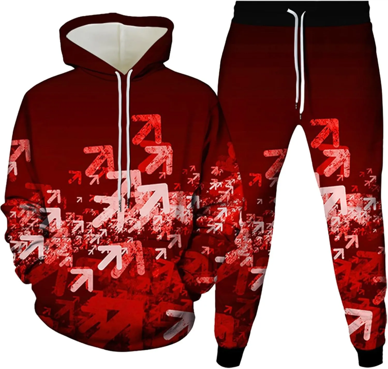 Men's Sweatsuits 2 Piece Trendy Outdoor Street Couple Dating Set Casual 3D Art Printed Drawstring Long Sleeve Outfits