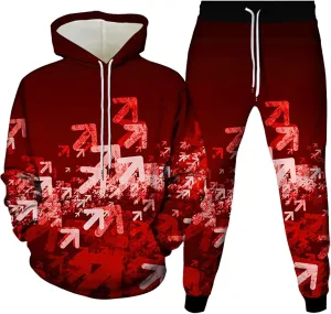 Men's Sweatsuits 2 Piece Trendy Outdoor Street Couple Dating Set Casual 3D Art Printed Drawstring Long Sleeve Outfits