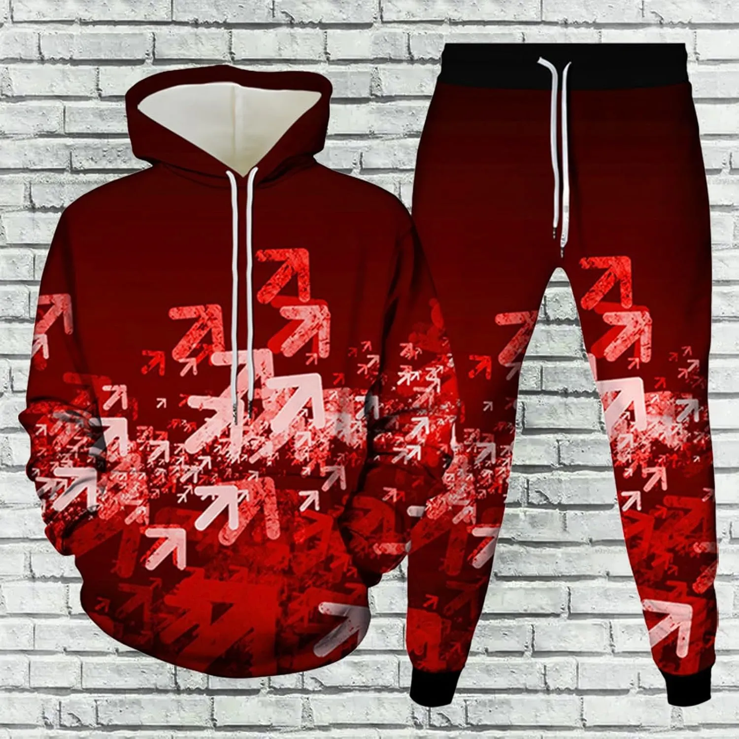 Men's Sweatsuits 2 Piece Trendy Outdoor Street Couple Dating Set Casual 3D Art Printed Drawstring Long Sleeve Outfits