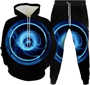 Men's Sweatsuits 2 Piece Trendy Outdoor Street Couple Dating Set Casual 3D Art Printed Drawstring Long Sleeve Outfits