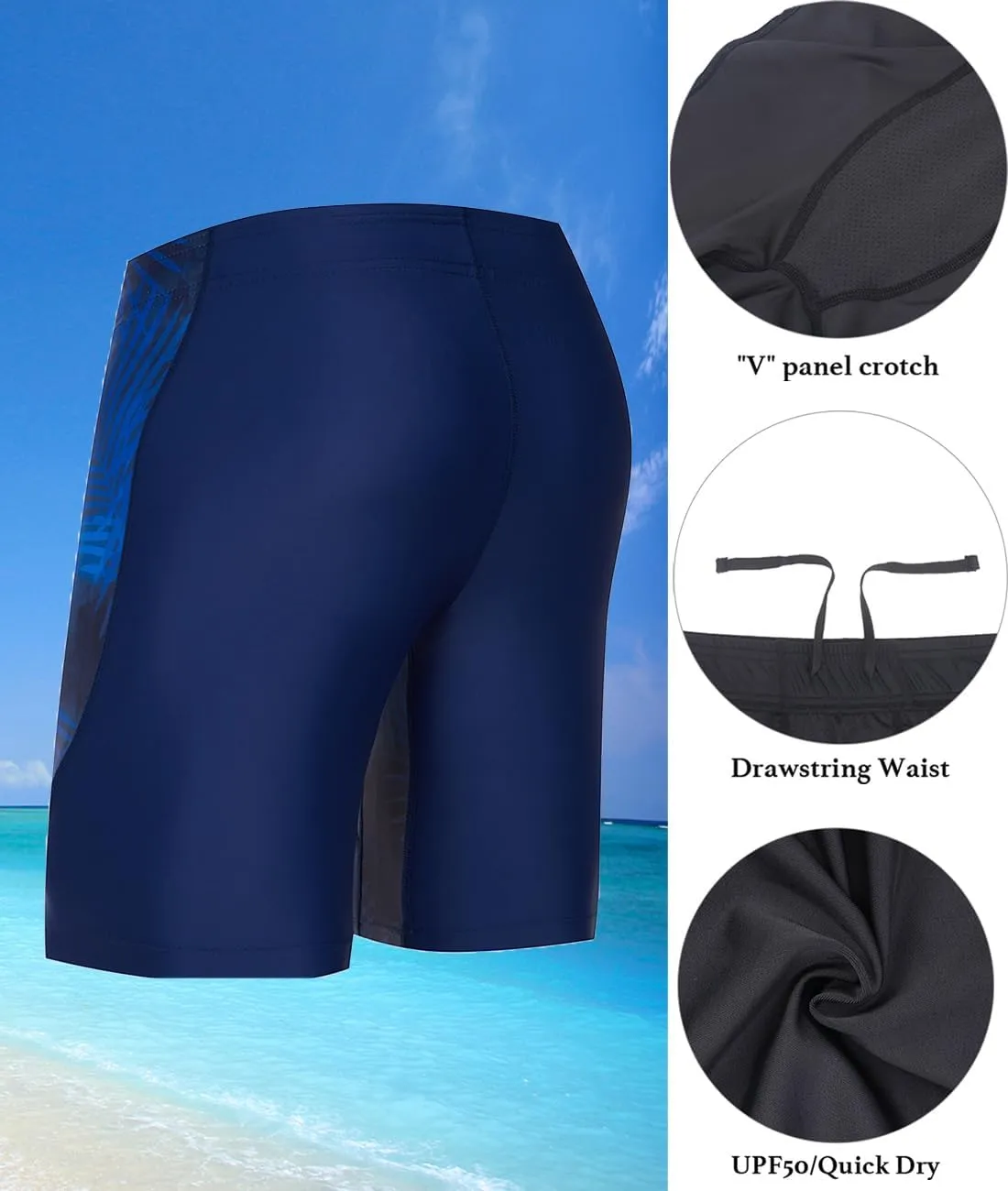 Men's Swim Jammers, Athletic Training Endurance Swimming Swimsuit Jammer Racing Competition Swimwear