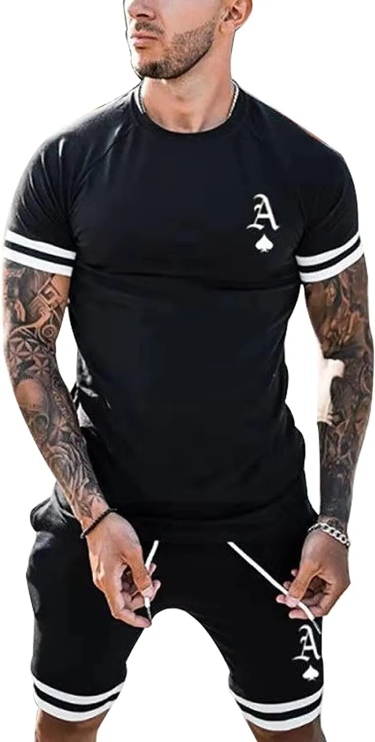Mens Tracksuit 2 Piece Outfits Casual Summer Sport Set