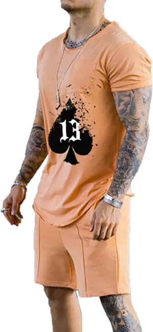 Mens Tracksuit 2 Piece Outfits Casual Summer Sport Set