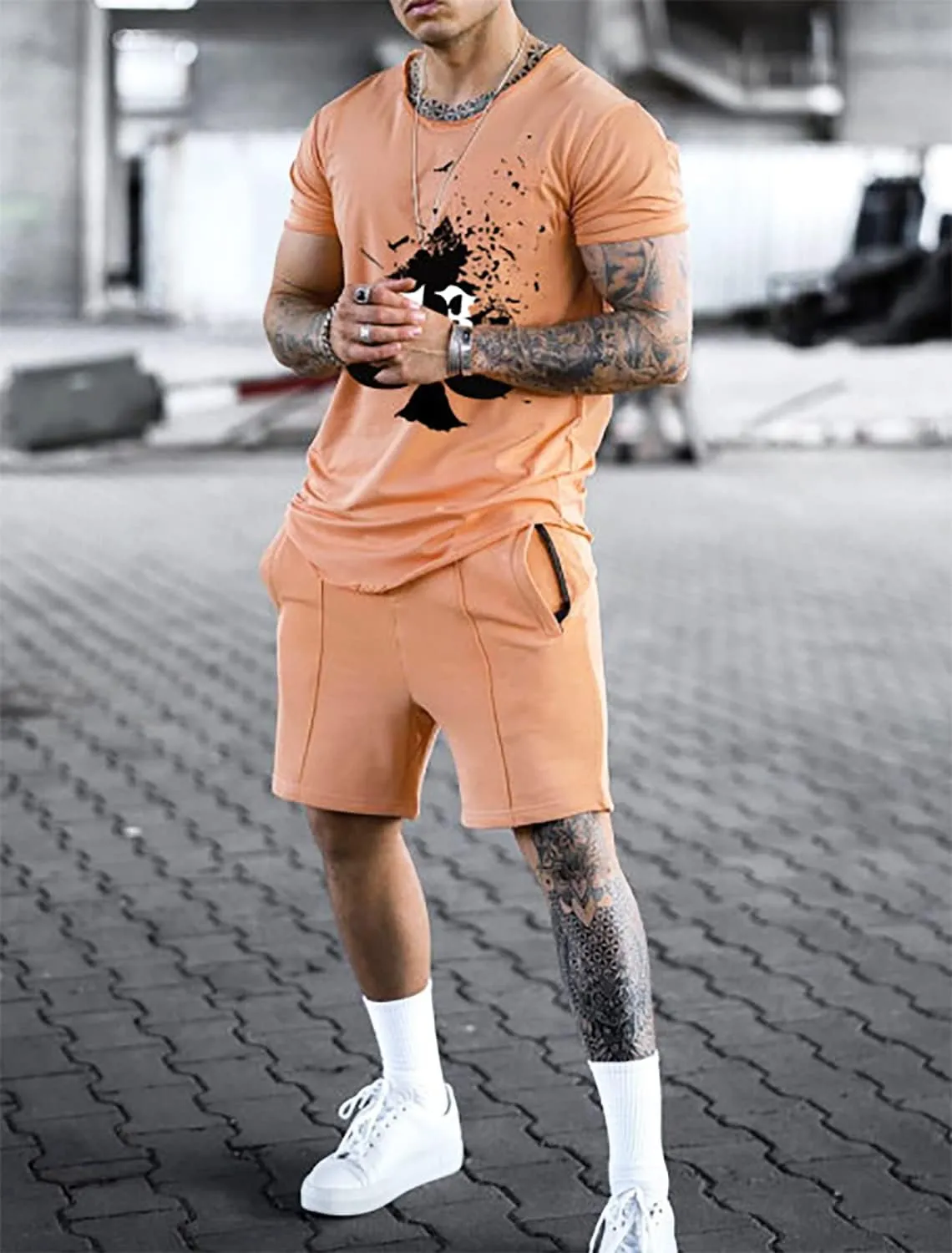 Mens Tracksuit 2 Piece Outfits Casual Summer Sport Set