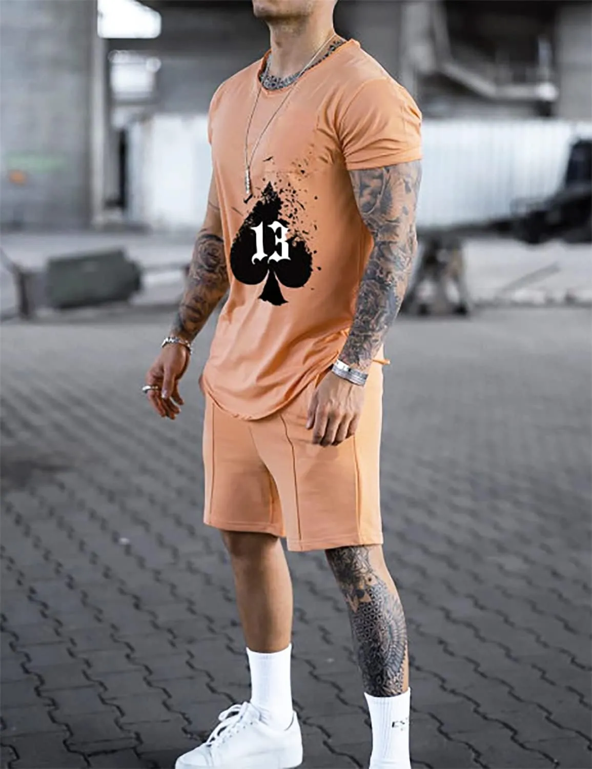 Mens Tracksuit 2 Piece Outfits Casual Summer Sport Set