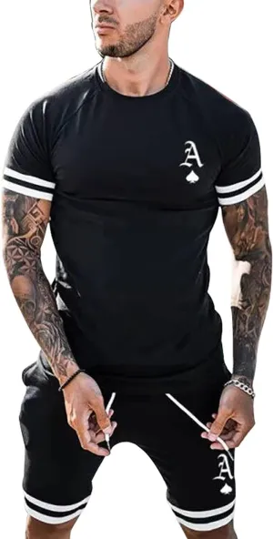 Mens Tracksuit 2 Piece Outfits Casual Summer Sport Set