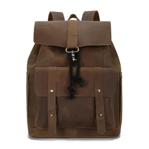 Men's Vintage Leather Drawstring Backpack