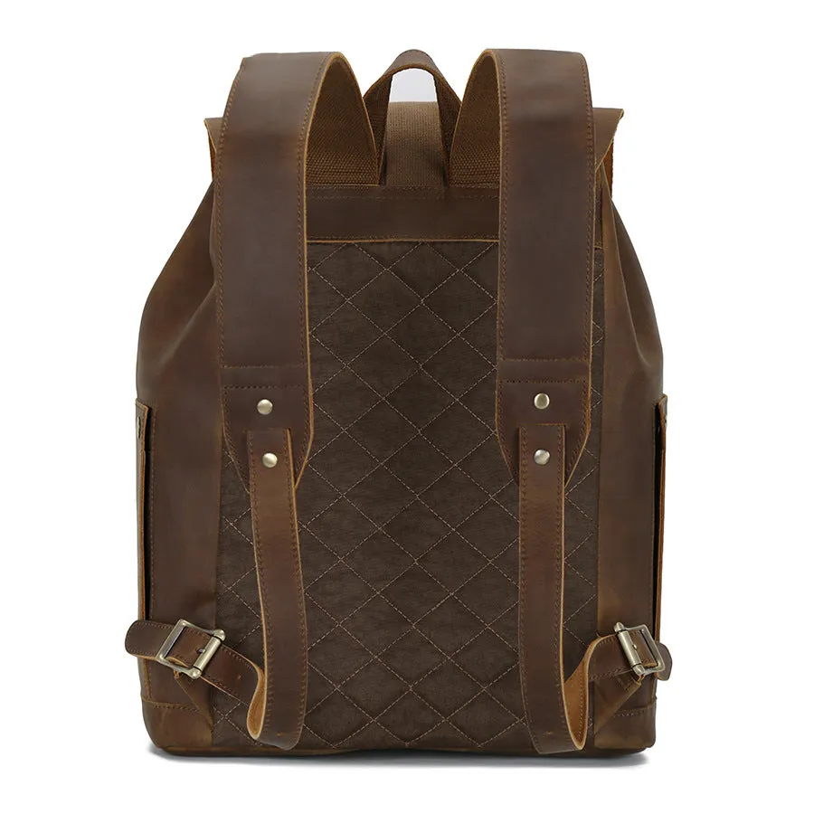 Men's Vintage Leather Drawstring Backpack