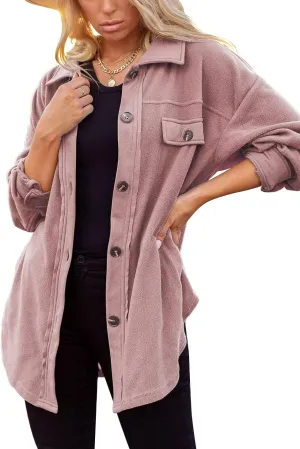 Merryfun Womens Flannel Shirt Jacket Button Down Long Sleeve Oversized Shacket Coat Loose Casual Blouse Tops With Pockets