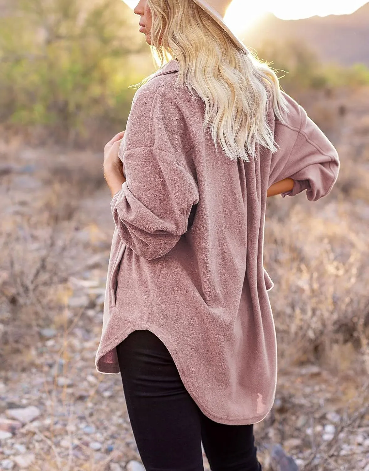 Merryfun Womens Flannel Shirt Jacket Button Down Long Sleeve Oversized Shacket Coat Loose Casual Blouse Tops With Pockets