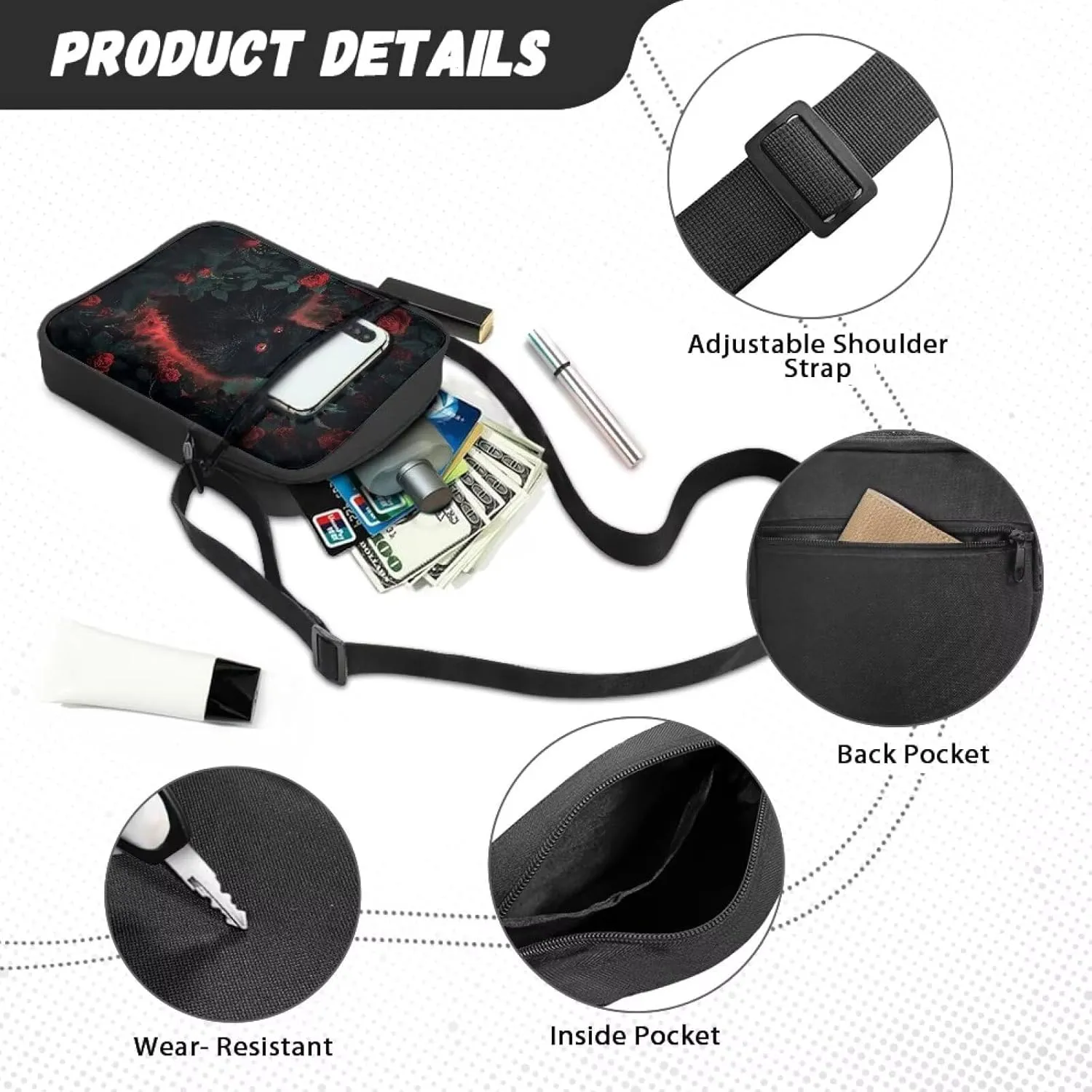 Messenger Bag for Women, Waterproof Crossbody Shoulder Bag for Men, Lightweight Sling Chest Bag