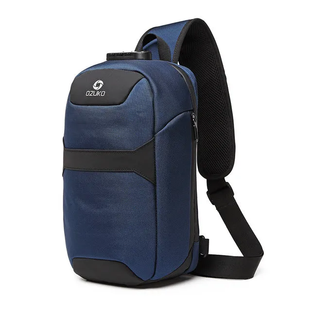 Messenger Trip Waterproof Pack Charging Free shipping Men Male Sling Shoulder Limited offer Chest OZUKO Short Anti-theft Chest USB Bag Bags Crossbody Bag