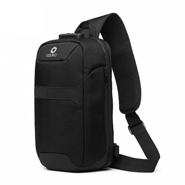 Messenger Trip Waterproof Pack Charging Free shipping Men Male Sling Shoulder Limited offer Chest OZUKO Short Anti-theft Chest USB Bag Bags Crossbody Bag