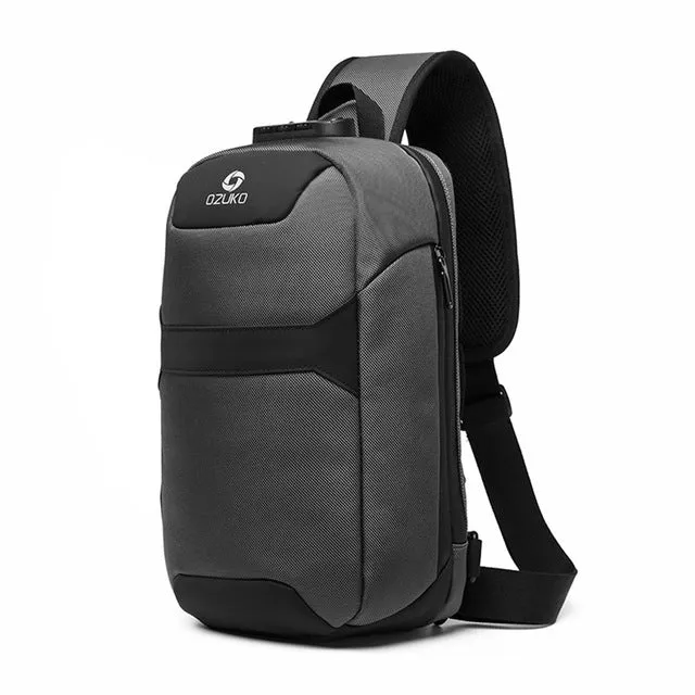 Messenger Trip Waterproof Pack Charging Free shipping Men Male Sling Shoulder Limited offer Chest OZUKO Short Anti-theft Chest USB Bag Bags Crossbody Bag