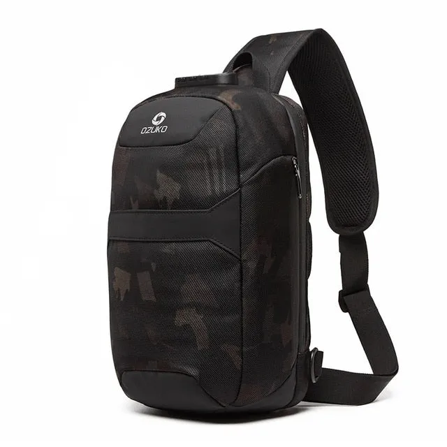 Messenger Trip Waterproof Pack Charging Free shipping Men Male Sling Shoulder Limited offer Chest OZUKO Short Anti-theft Chest USB Bag Bags Crossbody Bag