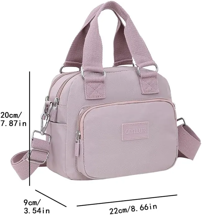 Middle aged women's multi pocket shoulder bag with large capacity crossbody bag (pink)