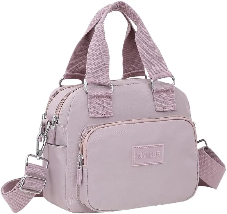 Middle aged women's multi pocket shoulder bag with large capacity crossbody bag (pink)