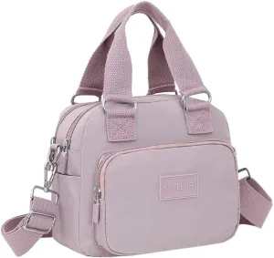 Middle aged women's multi pocket shoulder bag with large capacity crossbody bag (pink)