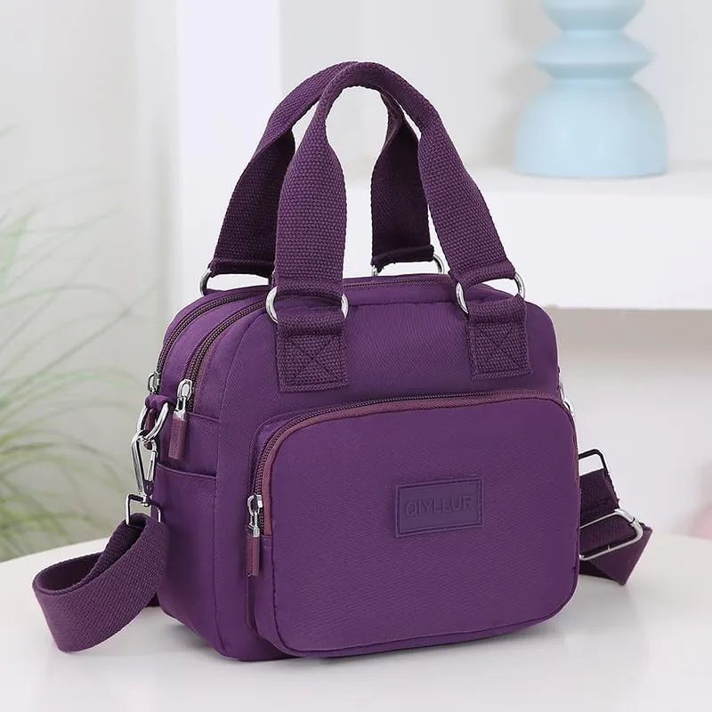 Middle aged women's multi pocket shoulder bag with large capacity crossbody bag (Purple)