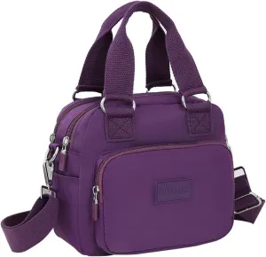 Middle aged women's multi pocket shoulder bag with large capacity crossbody bag (Purple)