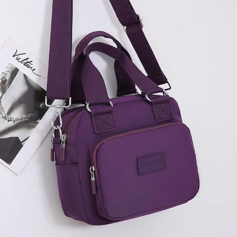 Middle aged women's multi pocket shoulder bag with large capacity crossbody bag (Purple)
