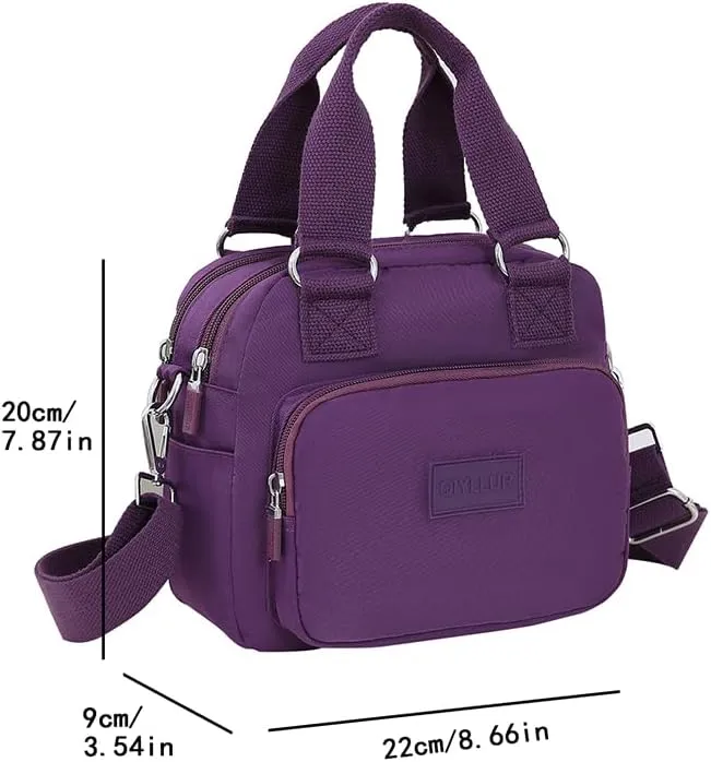 Middle aged women's multi pocket shoulder bag with large capacity crossbody bag (Purple)